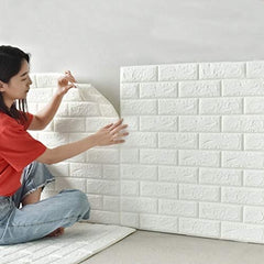 (1piece )3d Wall Stickers Faux Brick White Brick | Bedroom Home Decor Waterproof Self Adhesive Living Room Wallpaper