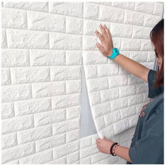 (1piece )3d Wall Stickers Faux Brick White Brick | Bedroom Home Decor Waterproof Self Adhesive Living Room Wallpaper