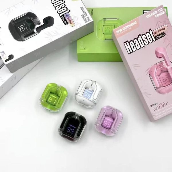 Air31 Earbuds Wireless Crystal Transparent Body | Air 31 Bluetooth Ear Bud Tws Wireless Bluetooth 5.3 Without Pouch