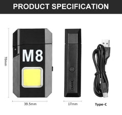 Dh-001 Cob Led Flashlight With Lighters Dual Arc Pulse Flameless Lighter Type C Rechargeable Lighter Work Light Mini Light Men’s Gift | Dual Arc Pulse Flameless Lighter