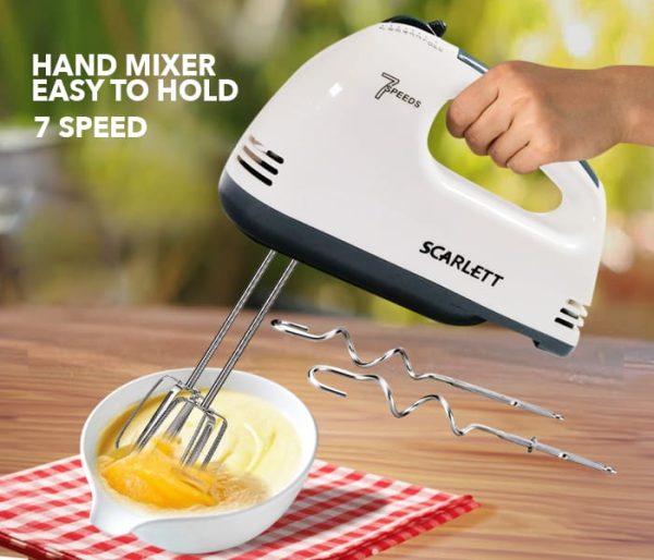 Dh-133 Scarlett Multifunctional 7 Speed Mini Mixer Electric Food Blender Scarlett Handheld Mixer Egg Beater Automatic Cream Food Cake Baking Dough Mixer