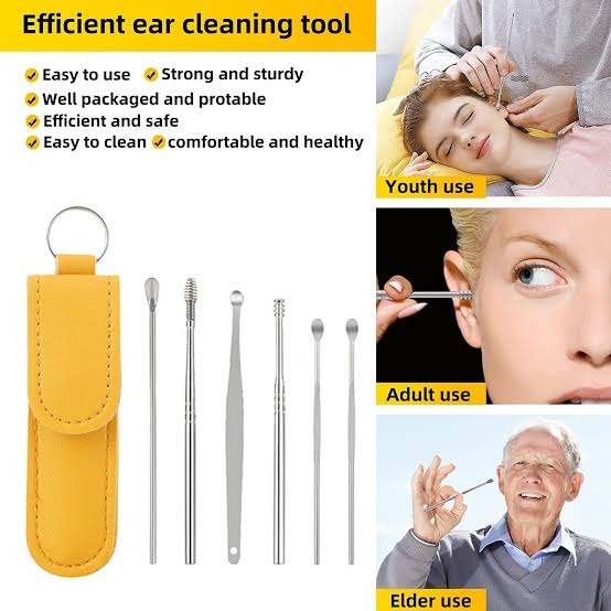 Ear Pick With Storage Bag Dig Ear Wax Remover Cleaner Care Portable Travel Kit Cleaner Spoon