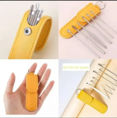 Ear Pick With Storage Bag Dig Ear Wax Remover Cleaner Care Portable Travel Kit Cleaner Spoon