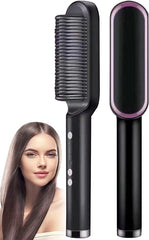 Hqt-909b Electric Hair Straightening & Curling Comb/brush – Dual-purpose Professional Hair Styler, Non-damaging Splint, | 2 In 1 Hair Straightener | ( Random Color )