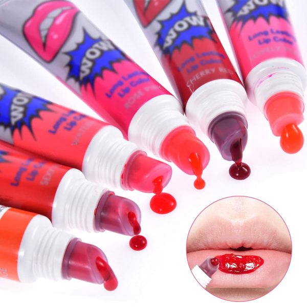 Pack Of 6 High Pigmented Lip Gloss Lipstick Tattoo Peel Off Durable Waterproof Tattoo Lip Gloss Easy Peel Off Lip Gloss