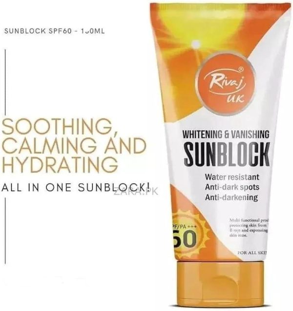 Rivaj Sunblock Whitening & Vanishing Spf60 Ideal For All Skin Types 150ml