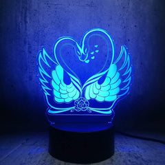 Swan Love Heart Illusion Lamp,romantic Glow, Beautiful Lighting Piece ( Approximately 8 X 6 Inches )