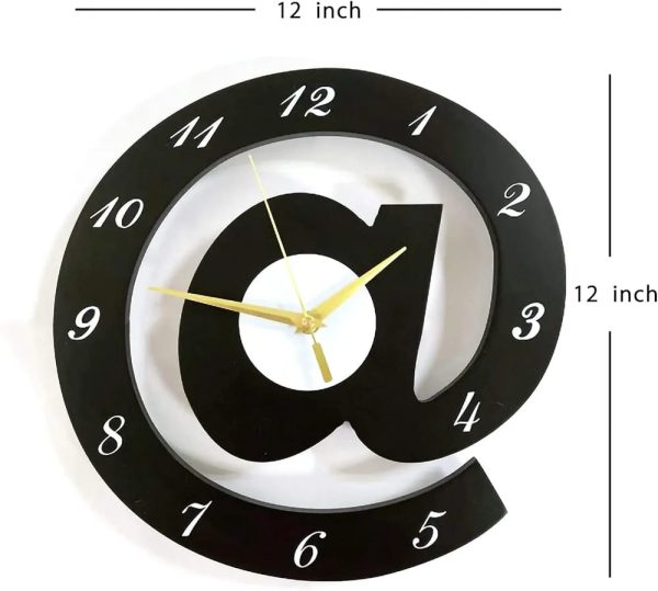 The Sign (@)3d Wooden Wall Clock For Living Room, Bed Room Home Decor Art & Hanging Decorative Showpiece Items