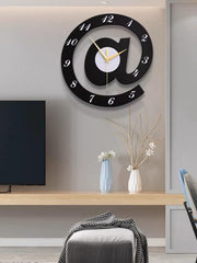 The Sign (@)3d Wooden Wall Clock For Living Room, Bed Room Home Decor Art & Hanging Decorative Showpiece Items