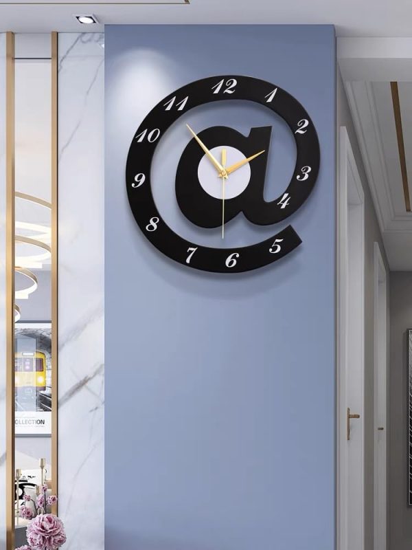 The Sign (@)3d Wooden Wall Clock For Living Room, Bed Room Home Decor Art & Hanging Decorative Showpiece Items