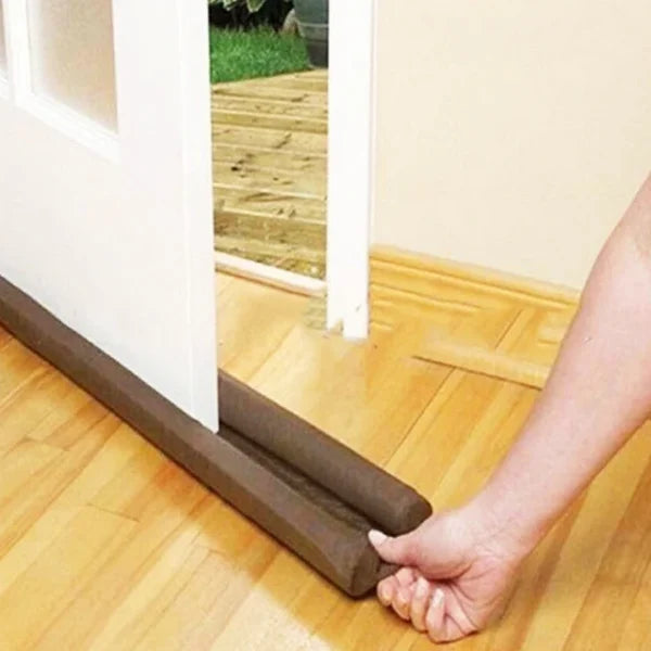 Two-sided Door Draft Stopper Weather Stripping Window Breeze Blocker Adjustable Door Sweeps, Dark Brown